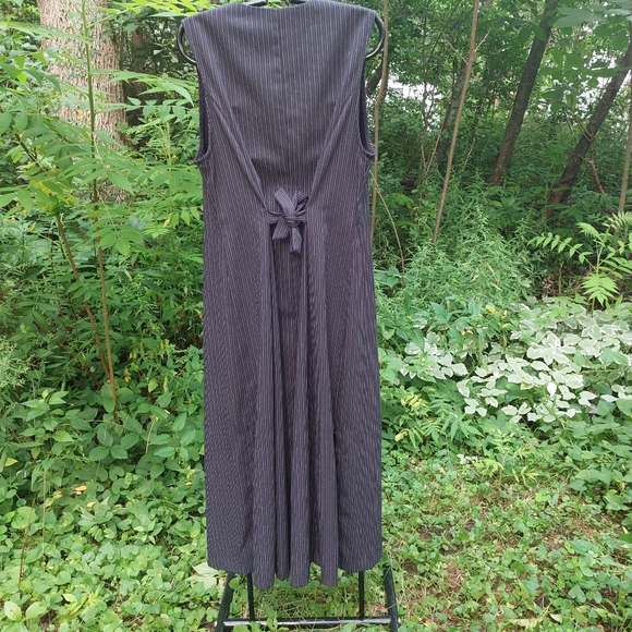Vtg Longline Vest Dress Topper Pinstripe - Picture 2 of 7